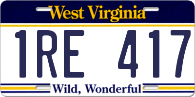 WV license plate 1RE417