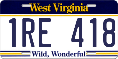 WV license plate 1RE418