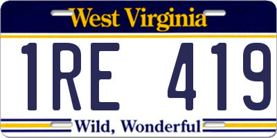 WV license plate 1RE419