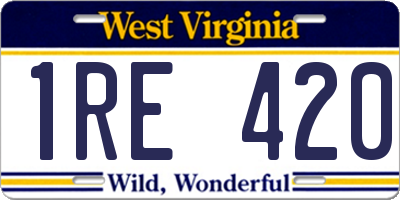 WV license plate 1RE420
