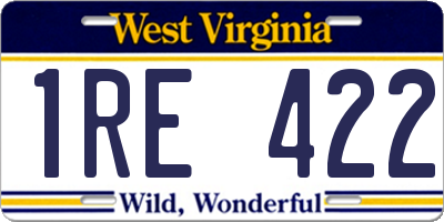 WV license plate 1RE422
