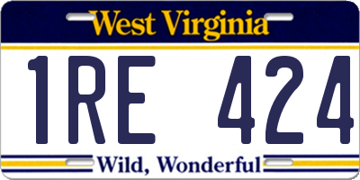 WV license plate 1RE424