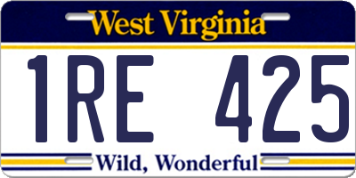 WV license plate 1RE425