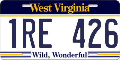 WV license plate 1RE426