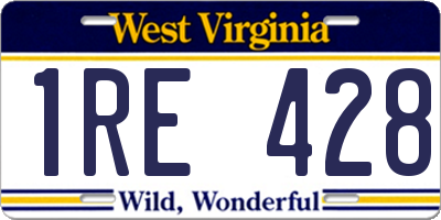 WV license plate 1RE428