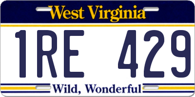 WV license plate 1RE429