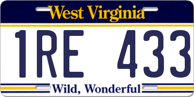 WV license plate 1RE433