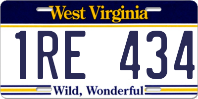 WV license plate 1RE434