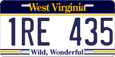 WV license plate 1RE435