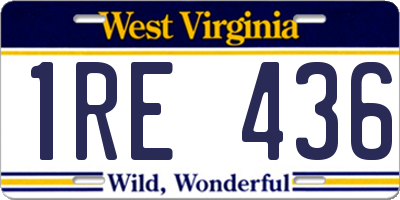 WV license plate 1RE436