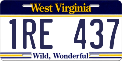 WV license plate 1RE437
