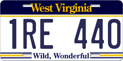 WV license plate 1RE440