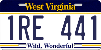 WV license plate 1RE441