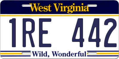 WV license plate 1RE442