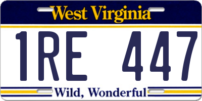 WV license plate 1RE447