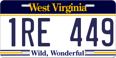 WV license plate 1RE449