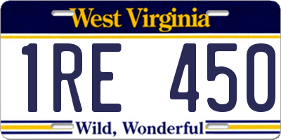 WV license plate 1RE450