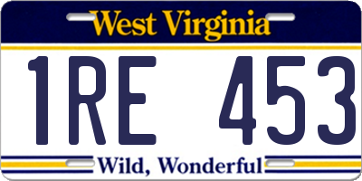 WV license plate 1RE453