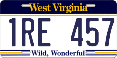 WV license plate 1RE457