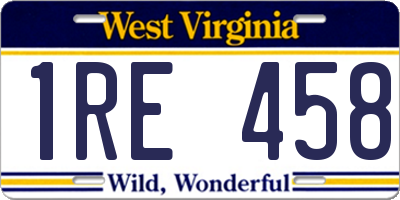 WV license plate 1RE458