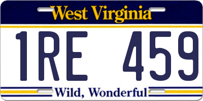 WV license plate 1RE459