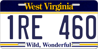 WV license plate 1RE460