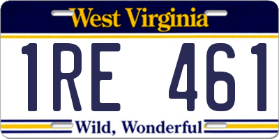 WV license plate 1RE461
