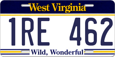 WV license plate 1RE462