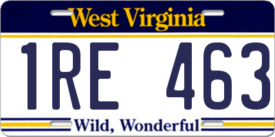 WV license plate 1RE463