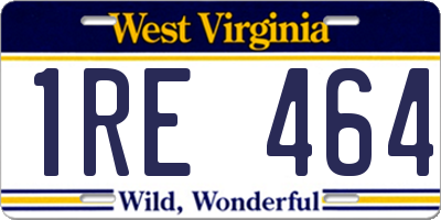 WV license plate 1RE464
