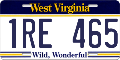 WV license plate 1RE465