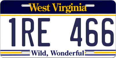 WV license plate 1RE466