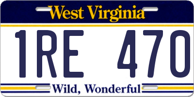WV license plate 1RE470