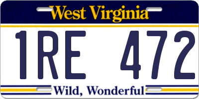 WV license plate 1RE472