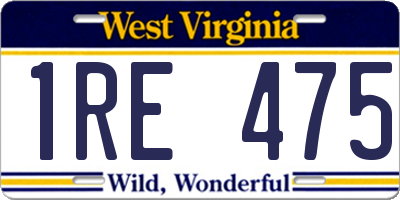 WV license plate 1RE475