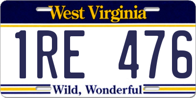 WV license plate 1RE476