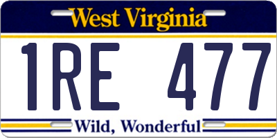 WV license plate 1RE477