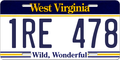 WV license plate 1RE478