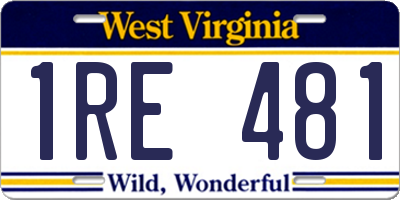 WV license plate 1RE481
