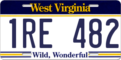WV license plate 1RE482