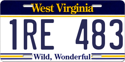 WV license plate 1RE483