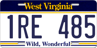 WV license plate 1RE485