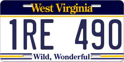 WV license plate 1RE490
