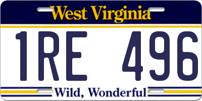 WV license plate 1RE496