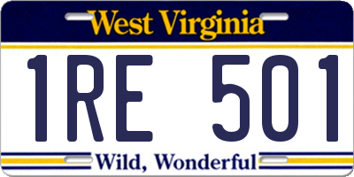 WV license plate 1RE501