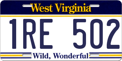 WV license plate 1RE502