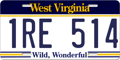 WV license plate 1RE514