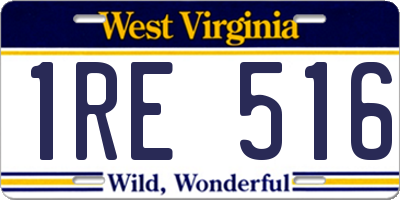 WV license plate 1RE516