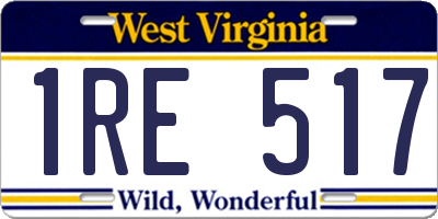 WV license plate 1RE517