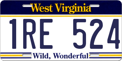 WV license plate 1RE524